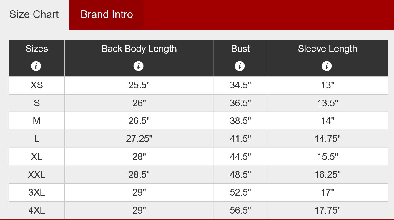 District Made L130 size chart – Kindness Club International